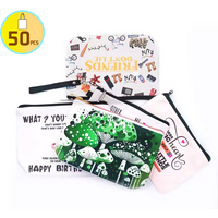 50PCS Bulk Customized Makeup Bag Canvas Cute Unicorn School Bag With Pencil Case for Girls Zipper Pencil Bag Custom Logo