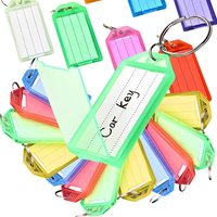 13pcs Random Color Plastic Key Tags With Labels, Flip Top ID Name Tags & Split Ring For Luggage, Bags, Office Organization YMY