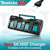 Chargeur double port Makita original DC18RD DC18RE, chargeur universel 18V Li-ion avec ventilateur de refroidissement pour batteries d'outils électriques