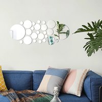 26PCS Geometric Circular Crystal Mirror Wall Sticker DIY Bedroom, Living Room Decoration, Home Decoration