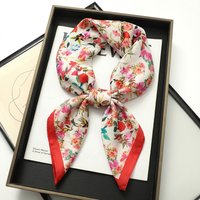 Luxury Square Silk Scarf for Women Floral Print Soft Satin Bandana Neckerchief Head Hijab Lady Headband Foulard Tie Bag Ribbon
