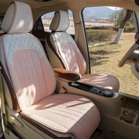 Cute Universal Car Seat Covers Full Set Linen Seat Cushion Cute Car Accessories Interior Woman Car Front Back Seat Protector Pad