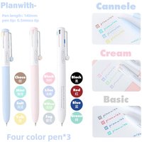12/4 Colors 4 in 1 Multi Functional Click Ballpoint Pen Retractable Gel Pen for Journal Writing School Supplies Stationery