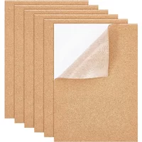6 Pcs 11.5 x 8.2" Self-Adhesive A4 Cork Sheets (4mm Thick) Rectangle Coaster Cork Backing Sheets for Wall Decoration Party