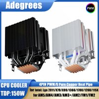 6 Heatpipes CPU Cooler AM4 Black/White RGB Towers Cooling Fan For Intel LGA 1150 1151 1156 1366 1200 1700 2011 X99 AMD AM3 AM5