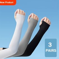 3 Pairs Men Women Summer Arm Sleeves - Lightweight Breathable Ice Silky Fiber Fabric Elastic Sunshade Sleeves for Outdoor Sports