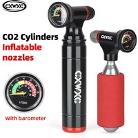 CXWXC Mini Portable CO2 Cartridge Inflator With Clear Pressure Gauge MTB Road Bike Schrader Presta CNC Aluminum Alloy C02 Pump