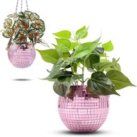 Bohemian Disco Ball Hanging Basket Mirror Surface Planting Pot For Green Succulent Indoor Wall Home Garden Hanging Decor Vase