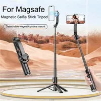 Mini Bluetooth Magnetic Selfie Stick Tripod For iPhone Android Magsafe Tripod Travel Monopod With Remote Mobile Phone Stabilizer