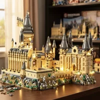 Film magique château école Micro blocs de construction rue vue Architecture MOC Architecture paysage jouet cadeaux d'anniversaire de noël