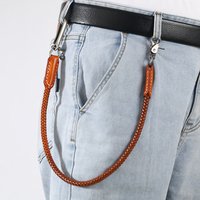 Klassischer Punk-Stil aus echtem Leder, Biker-Schlüsselanhänger, Jeans-Kette, handgefertigte Geldbörsenkette, Taillenkette, Herren-Rock-Bekleidungszub