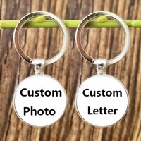 Custom Keychain Pendant Personalized Logo Name Letter Photo Glass Key Ring