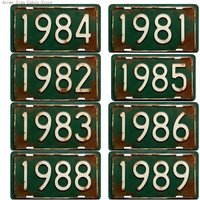 2D Flat Retro Aluminum License Plate 1980-1989 Vintage style metal plaque perfect for pub, tavern or home bar ambiance