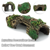 Aquarium Hollow Tree Tunnel Cave Ornament Fish Shrimp Reptile Hiding Shelter Fish Tank Decorations Small Fishbowl Accessories