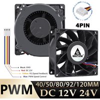 Gdstime PWM Fan FG 4PIN 120mm Ball Cooler For PC Case Fan 12V 24V Mini Fan 40MM 3D Printer Radial Cooling Fan 5015 Turbo Blower