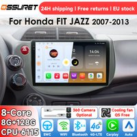 OSSURET AI Android 14 Car Radio for HONDA FIT JAZZ 2007-2013 Smart CarPlay Multimedia System GPS Video Player 4G 6115