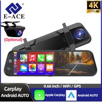 E-ACE 9.66 inch Dash Cam 4K HD WiFi Driving Recorder Carplay & Android Auto Night Vision Recorder Car DVR