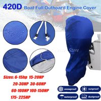 6-225HP Full Outboard Motor Engine Boat Cover 420D Waterproof Anti-scratch Heavy Duty Engine Protector Motor Blue Boat Fabric