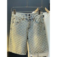 Fashion Casual Summer Distressed Men Denim Shorts Straight Leg Fit mid Waist Five-Quarter Length Jeans Fabric Regular Thickness