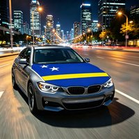 3.8x5.3fts National Curaçao Flag Banner Car Hood Cover Flag Elastic Fabrics Engine Cover For Decoration