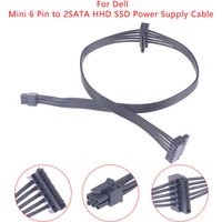 Mini 6 Pin to 2 SATA Hard Drive Cable SSD Power Supply Cable forDell Main Board Interface Extension Power Cord for DIY PC Sever