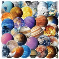 50PCS Cartoon Cosmic Planet World Stickers Aesthetic Decorative Water Cup Notebook Cosmic Star Space Astronomical Galaxy Decals