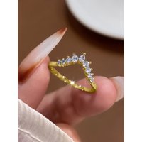 925 Sterling Silver Classic Simplicity V-Shaped Water Droplet Ring For Women Engagement Wedding Luxury High Quality Fine Jewelry
