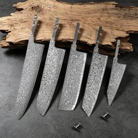 TURWHO 1-5 Stück DIY Kochmesser Kiritsuke-Messer Nakiri-Messer Rohlinge aus Damaststahl VG10 Klingenmaterial Halbfertige Messerrohlinge