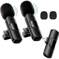 Basix Mini Wireless Lavalier Microphone Noise Cancelling for iPhone Android Cameras - Portable Wireless Mic for Live Interviews