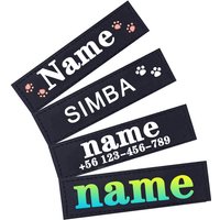 Personalized 2pc dog name tag reflective pet chest strap collar ID tag sticker custom text paw heart logo chest strap tag