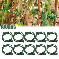 100pcs Garden Plant Support Clips Ties Trellis Stake Veggie Tomato Greenhouse Plant Stand Tool Bundled Buckle Ring Holder