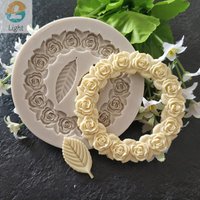 Rose Garland Form Silicone Fondant Mold For Wedding Cake Decorating Valentine'S Gift DIY 3D Chocolate Cookie Baking Mould
