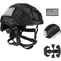 FAST Taktischer Schutzhelm, verstellbarer taktischer Helm mit Batterietasche und Abdeckung für Airsoft, Cosplay, Militärausrüstung