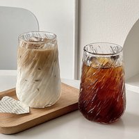 1PC 400ML Coffee Mug Glassware Stripe Glass Cup Ice Mug Transparent Glass Tea Cup Drinkware Juice Milk Transparent Water Glass
