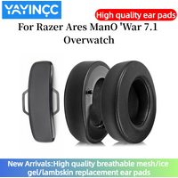 YAYINCC Leather Earpads Cushions With buckle for Razer Ares ManO 'War 7.1 Overwatch Headphones, Replacement Ear Pads Headset