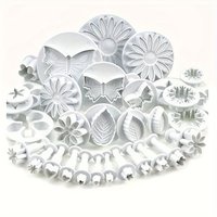 Multifunctional Clay /Fondant Plunger Cutter Set 32pcs Flower/Leaf/Butterfly Shapes for DIY Craft Pottery Cake Decorating