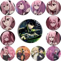 58mm Anime Seraph Of The End Ashuramaru Mikaela Hyakuya Krul Tepes Cosplay KOSTÜM Abzeichen Pin SPTE Weißblech Brosche Requisiten-Geschenk