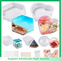 ABSF Resin Molds Silicone Kit Large Silicone Molds Fit For Epoxy Resin, Flowers Preservation, Including Hexagon, Heart, Sphere