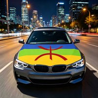 3.8x5.3fts National Berber Kabylia Flag Banner Kabylie Car Hood Cover Flag Elastic Fabrics Engine Cover For Decoration