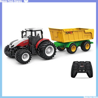 Inertia Tractor Trailer With Headlights Farm Toy Set 1:24 Car Truck Farm Simulation Child's Birthday Christmas New Year Gift
