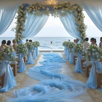 premium matte pastel light blue tulle fabric roll for diy wedding aisle pew and spring neutral party table decorations