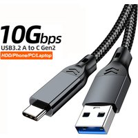USB 3.2 3.1 Gen2 10Gbps USB-A to Type C Cable USB-C Data Transfer Cable QC 3.0 60W Fast Charging Cord For USB HUB SSD Box Wire