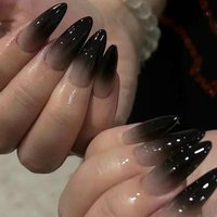 24Pcs Y2k Almond Acrylic Nails Full Cover 3D Diamond Black Nail Art Sweet Cool French Wearable Fake Nail Manicure Tips for Girls