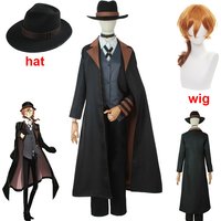 NEW Bungou Stray Dogs Men Women Nakahara Chuuya Cosplay Costume Wig Hat Glove Jacket Pants Female Chuya Nakahara Cosplay Suit