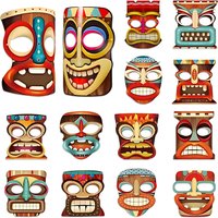 Hawaii Tiki Party Decoration Tiki Masks Polynesian Luau Party Decorations Aloha Party Supplies Hawaii Tropical Paper Masks Summe
