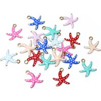 20pcs 10.5x10mm Stainless Steel Small Starfish Charms Pendant Enamel DIY Jewelry Making Accessories Findings Necklace Earrings