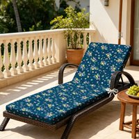 Breathable Small Flower Lounge Chair Cushion, 30D Thick Comfortable Non-Slip Sunbed Mat for Backyard Balcony Beach Garden