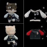 20cm Doll Clothes Cotton Stuffed Dolls Embroidery Jackets Baseball Uniform Black/White/Red Playing House Toy Accessories Gift