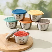 WORTHBUY 304 Stainless Steel Sauce Dish With Lid Portable Sealed Dipping Sauce Bowl Reusable Salad Tomato Condiment Container