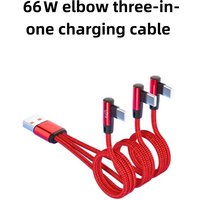 66W USB A to 3×Type C Cable 90 Degree Elbow fast charge for Samsung S24 Xiaomi Huawei phone usb c High-speed data transmission
